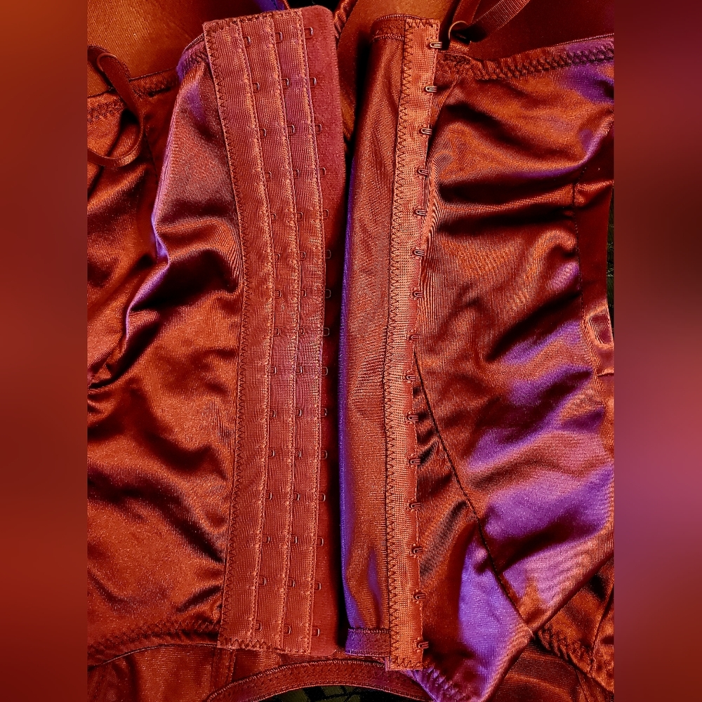 Body Rage Corset Bustier Lingerie Removable Garters Pushup M. Burgundy EUC - Picture 3 of 9